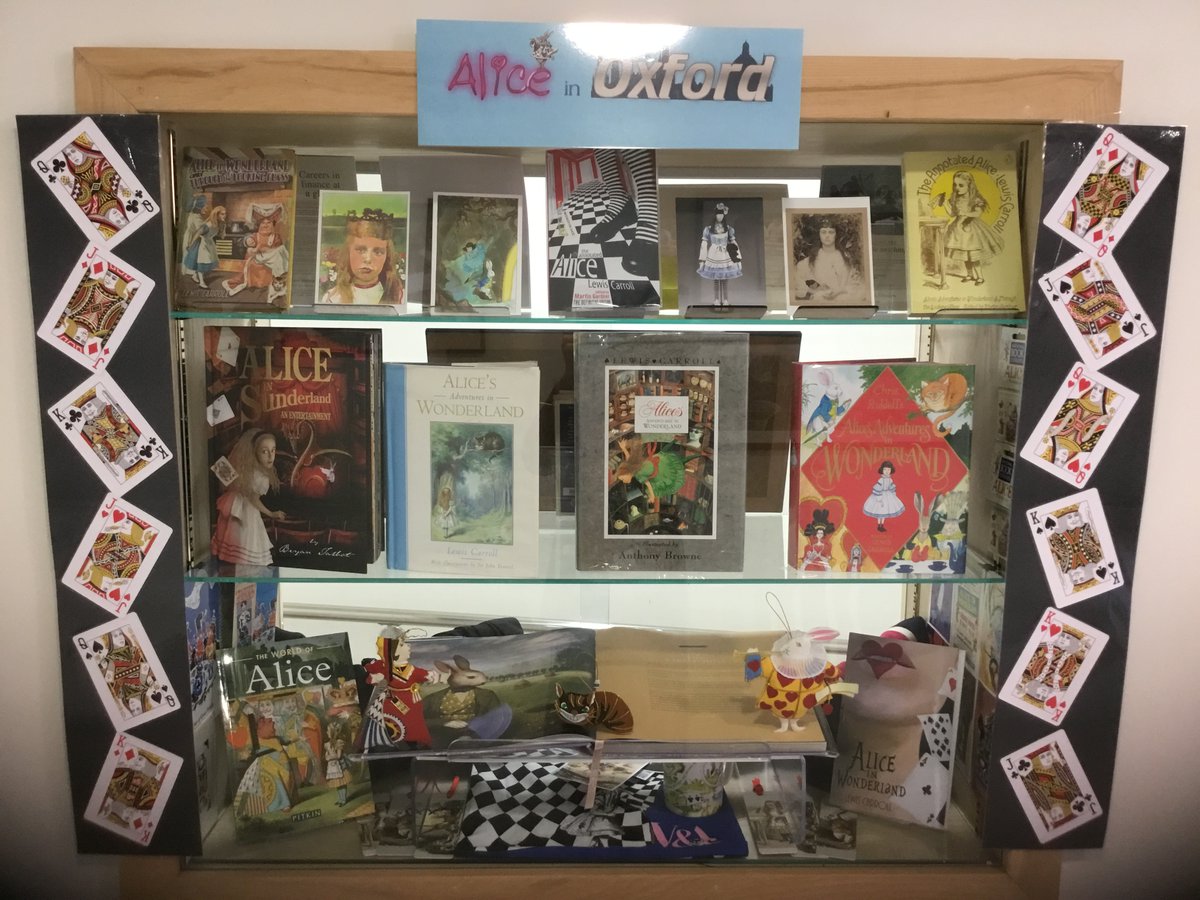LibraryDeptCC's tweet photo. We've loved having our September 'Alice in Oxford' display, inspired by the @V_and_A Alice's Adventures in Wonderland exhibition and some special Oxford memorabilia from Concord staff. Do you recognise any of them in the pictures?

Our next display will be for #BlackHistoryMonth https://t.co/9oofwy7zAh