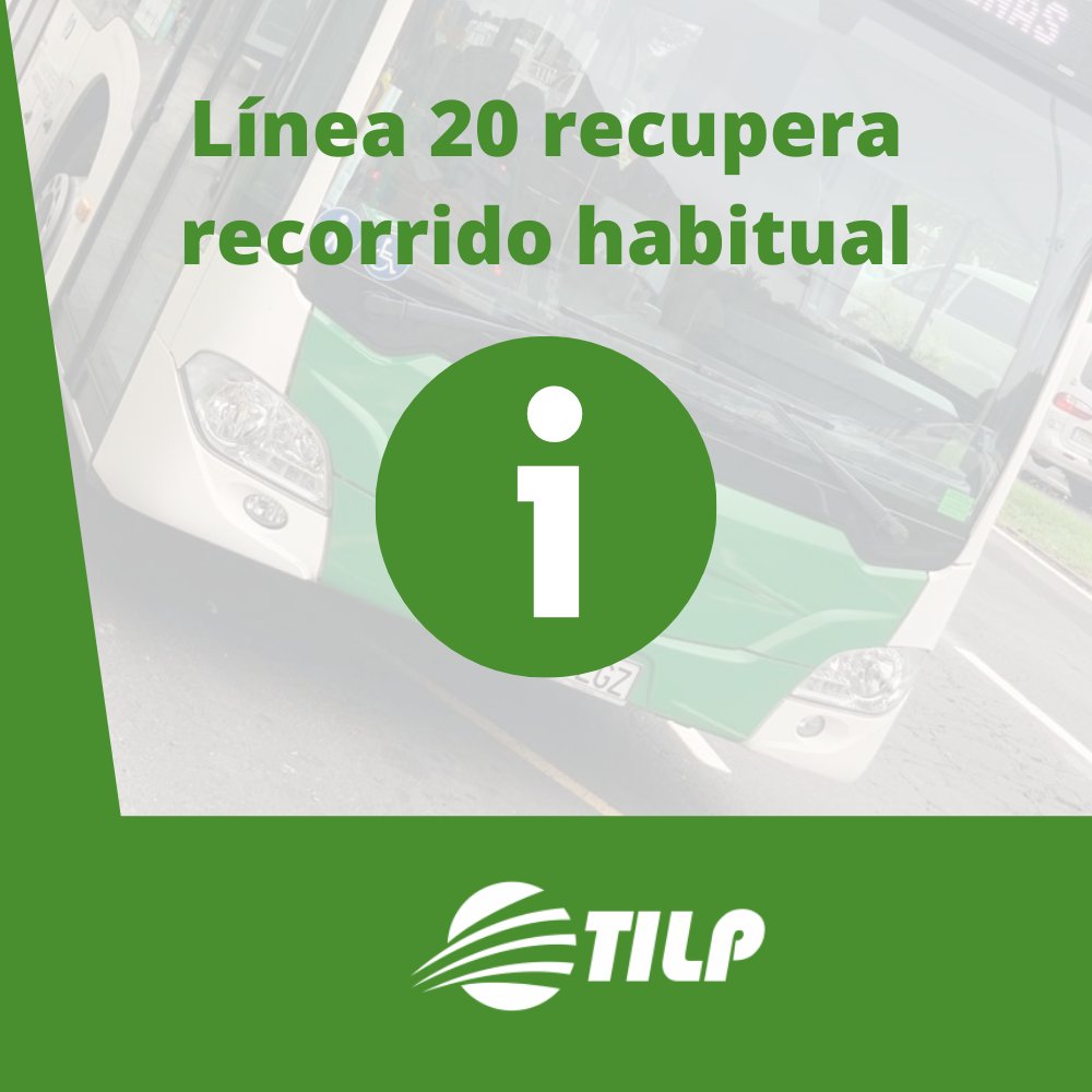 LineasTilp's tweet photo. ✅LÍNEA 20 RECUPERA SU RECORRIDO HABITUAL✅

➡Al haber terminado ya las obras del Cruce de El Molino, la línea 20 recupera su recorrido habitual por La Grama

#tilp #lapalma https://t.co/efi4mUZkuO