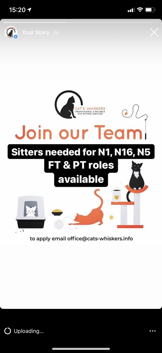 Catswhiskersuk's tweet photo. Sadly one of our team has landed herself a dream job with the RSPCA so I’m urgently seeking a cyclist or driver sitter to cover N16, N5 and E2. Full time &amp; part time roles available. Please share or get in touch if you are interested! https://t.co/w41X1Hvi9n