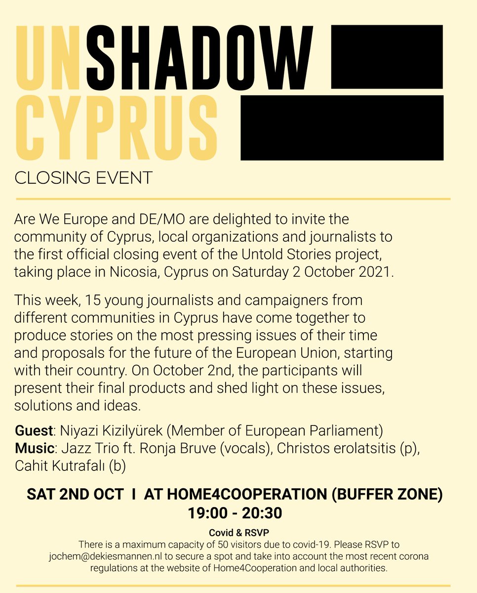📣Are We Europe and DE/MO are delighted to invite you to the first official closing event of the Untold Stories project, taking place in Nicosia, Cyprus on 2 October 2021.
Details: facebook.com/events/2912715…