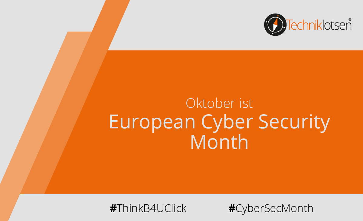 Oktober ist European Cyber Security Month

"Cybersicherheit ist eine gemeinsame Verantwortung" - sei Teil der Lösung und nicht Teil des Problems.

mehr erfahren unter:
techniklotsen.de/2021/10/01/eur…

#techniklotsen #sicherheit #ThinkB4UClick #CyberSecMonth #cybersecmonth2021 #security