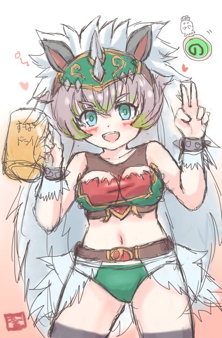 #コトダマン深夜のお絵かき60分一本勝負
ノもにゅ～んグスタちゃん第二弾で参戦です(*'▽')ノ🍺
約80分かかりました…
最近うまく時間内に描けないです…!💦 