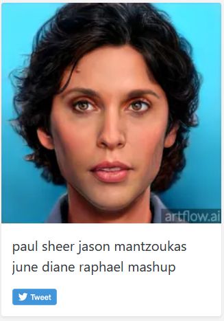 mzywiol's tweet photo. Guys and Gals @HDTGM, look what ArtFlow AI came up with when I asked for a mashup of @paulscheer , @MsJuneDiane and Jason Still-Not-On-Twitter! :D
Created with: https://t.co/Ua0bd0ueJz via @artflow_ai https://t.co/6u39ny2dlo