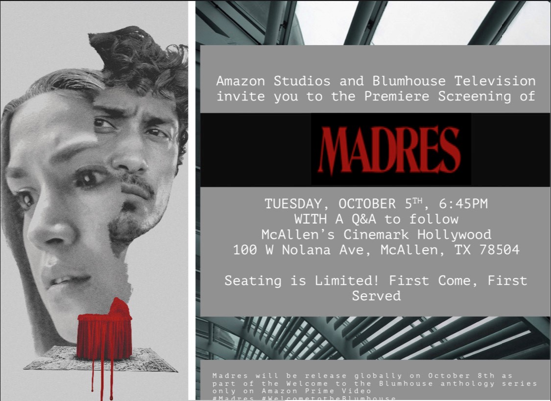 IncubatorMcA's tweet photo. Local Artist Ariana Guerra, invites you to a Free Screening of "MADRES" at the Cinemark Hollywood theater on October 5th at 6:45p.m. Film is recommended for kids 16+ unless there is parental supervision. #exploremcallen #mcallencreativeincubator #visitmcallen https://t.co/IO27FDkNv1