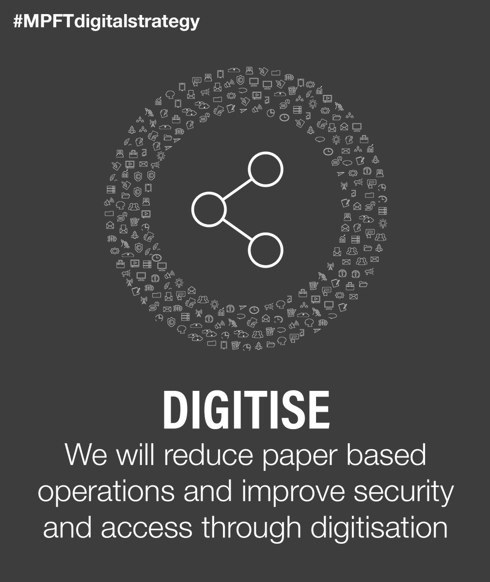 MpftDigital's tweet photo. A part of our #MPFTdigitalstrategy vision is to DIGITISE care pathways

We will reduce paper based operations and improve security and access through digitisation

Find out more at https://t.co/WDWaJ2tio4 #MPFTdigitalstrategy https://t.co/BhMjzBJLTz