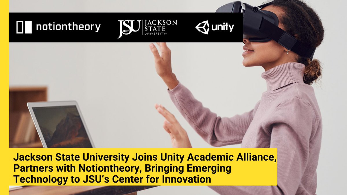 Notiontheory (@notiontheory) on Twitter photo We couldn't be happier to announce our partnership with <a href="/JacksonStateU/">Jackson State U.</a> and <a href="/unity3d/">Unity3D (inactive)</a> to support one of the leading HBCU's in the country continue its vision to provide the best academic programs for its students.
Learn more:
notiontheory.com/blog/jackson-s… We couldn't be happier to announce our partnership with <a href="/JacksonStateU/">Jackson State U.</a> and <a href="/unity3d/">Unity3D (inactive)</a> to support one of the leading HBCU's in the country continue its vision to provide the best academic programs for its students.
Learn more:
notiontheory.com/blog/jackson-s…