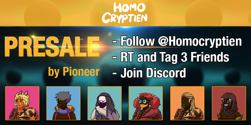 Homocryptien's tweet image. Hello Everyone , We'll start Event#1 "Presale by Pioneer" Now!!

Rules 🏆

1⃣ Follow @Homocryptien
2⃣ RT and Tag 3 Friends
3⃣ Join Discord discord.gg/3adybWnVj9
4⃣ **Invite Friend to Discord**

Now !! 0/250
FCFS !! 
#HMCnft