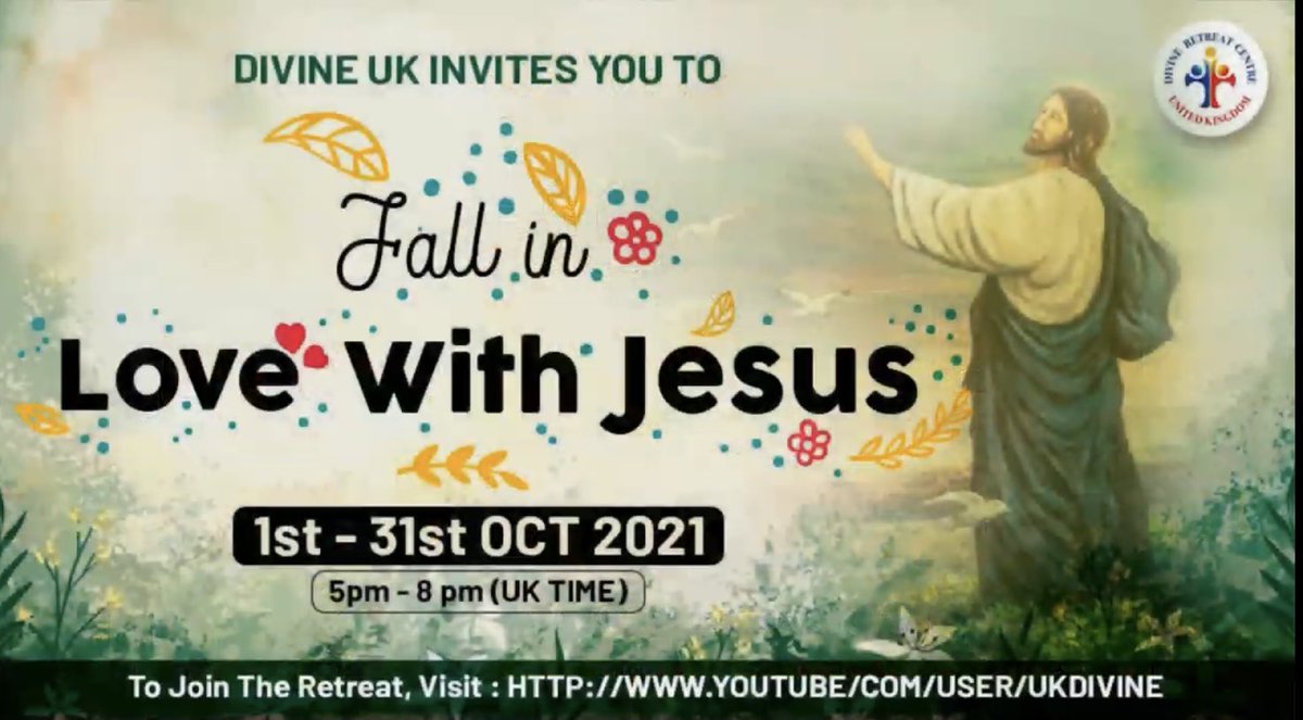UKDivine's tweet photo. *DIVINE UK LIVE*
*1ST OCTOBER 2021*
*FALL IN LOVE WITH JESUS*
PLEASE SHARE THIS WITH YOUR FRIENDS AND FAMILY. GOD BLESS YOU.
https://t.co/hXKs9oFJ4Z
#FridayMotivation #IHaveReceivedJesus #HealingThisGeneration #HealingPathForward #JesusChrist #LoveStory https://t.co/JBISG9jyDk