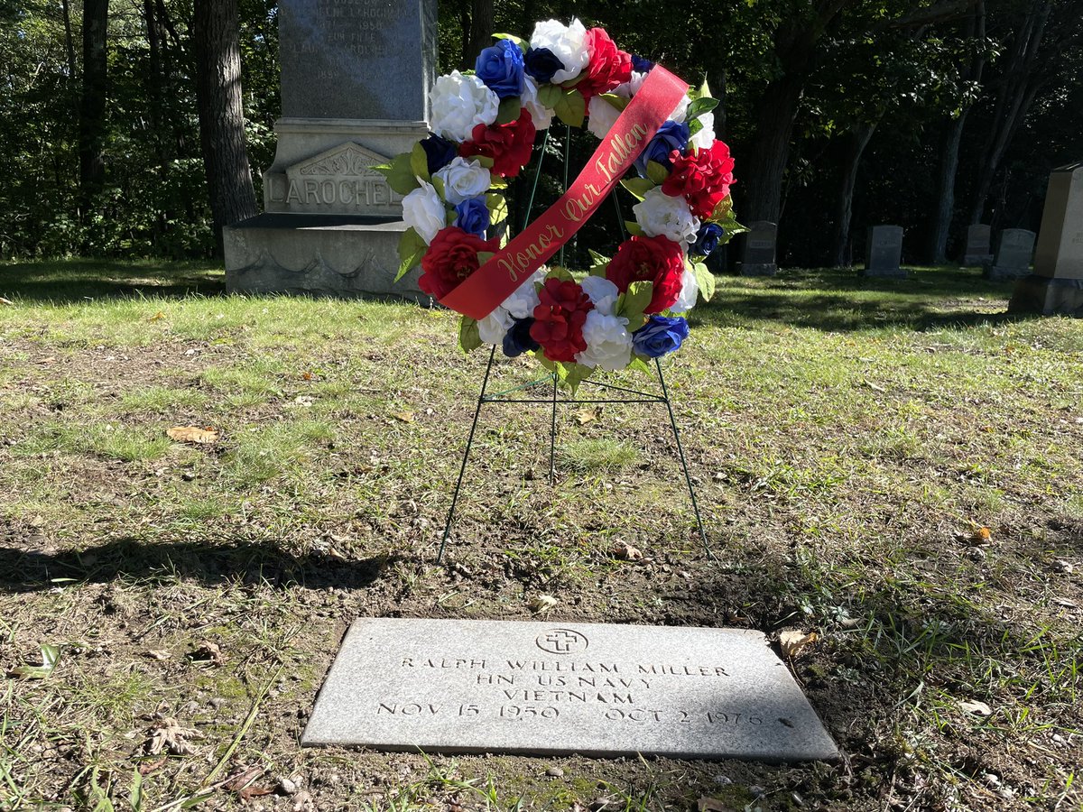 mht_nh_police's tweet photo. Manchester officers gathered for a graveside memorial in honor of Officer Ralph Miller who was killed in the line of duty 45 years ago tomorrow. His mother and wife, along with retired Manchester officers were all in attendance. His service &amp; sacrifice will never be forgotten. https://t.co/wHXMKcJFNZ