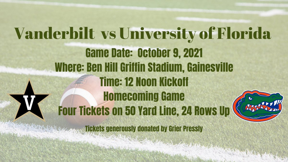 We are auctioning off four 50 yard line tixs to UF Homecoming game on Oct. 9th. Text LAS21 to 243725 or visit one.bidpal.net/las21 to start bidding! Auction ends on Oct 6 @ 5PM.