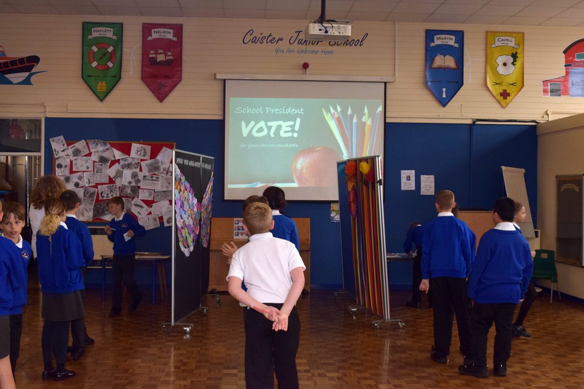 Today <a href="/Caister_Junior/">Caister Junior School</a>, pupils from across all year groups have taken part in a democratic vote to elect the School President &amp; Vice President. The ballots have all been collected and counting has begun. We will announce the winning candidates next week.
