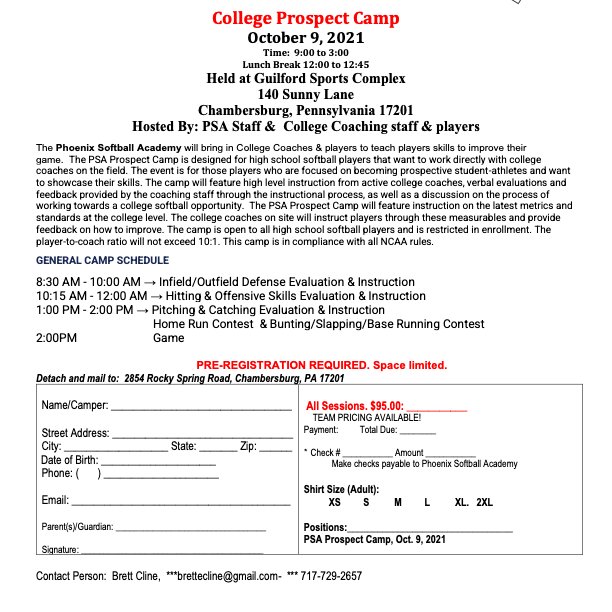 🚨DON'T MISS YOUR CHANCE!! Time and spaces are running out!  Sign up today!🚨

🥎Interested in learning new skills or perfecting your current skills? Sign up for our softball camps and clinics today!!🥎

🌟Click the link in our bio for more information or to sign up today🌟