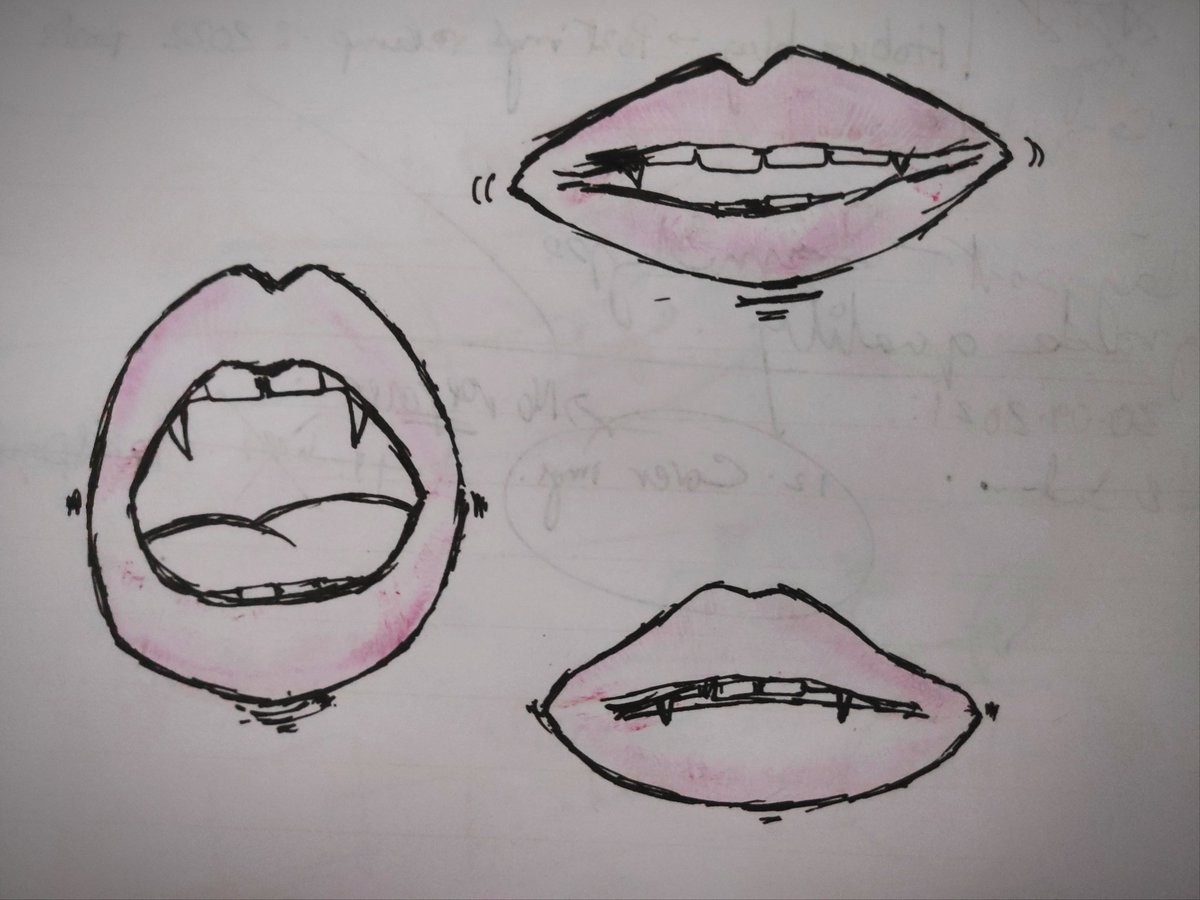 thebluecomet07's tweet photo. And this is all I'd been doing on another boring day:
1. Apply lipstick
2. Kiss my notebook
3. Draw vampires' mouths.
🙄
#VampiresKisses
#AnotherBoringDay
#Halloween
#CreepyThoughts
#Creativity https://t.co/Y1K1Rag029