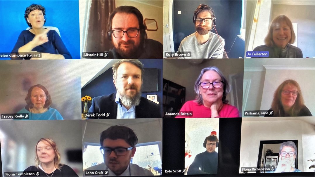 NewsCCP's tweet photo. Our National Hub for Scotland today debated how to create a #ConsumerCharter inclusively. To enable us all to participate fully, our meeting included a break, the option to rest eyes with the camera off when not speaking and a #BSL interpreter #NationalInclusionWeek2021 https://t.co/WftJ505FfB