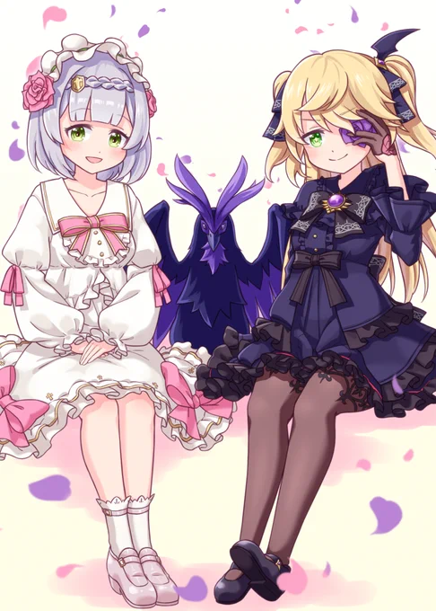 ノエルとフィッシュル。ロリータファッションを着せてみたかったふたりです。 #原神 