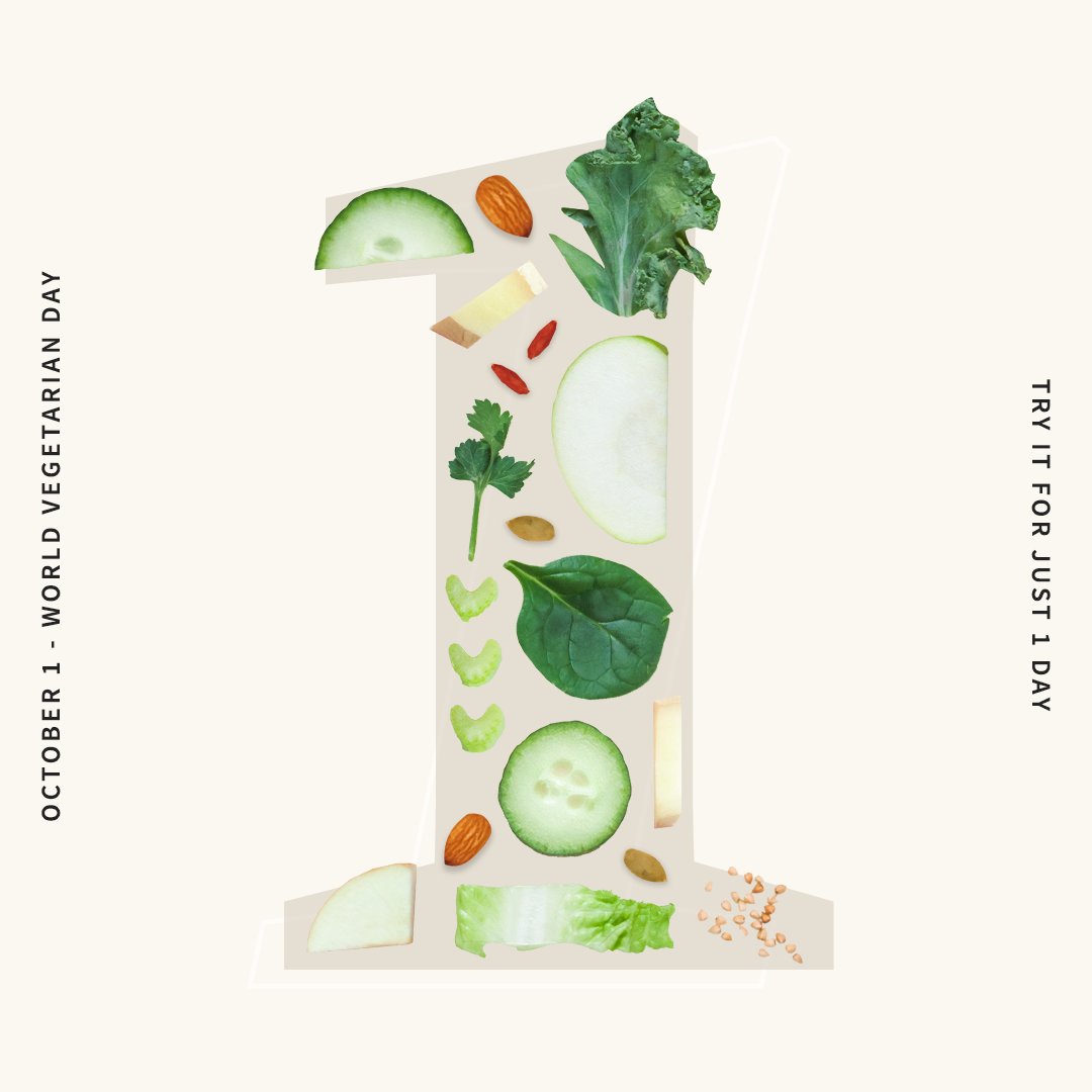 teamAI's tweet photo. Consider #WorldVegetarianDay (today) a perfect excuse to take a break from meat 🌱. Try going veggie for 1 day. Or 1 week. Or even 1 month. Just try it. https://t.co/4fdPjgNLEq