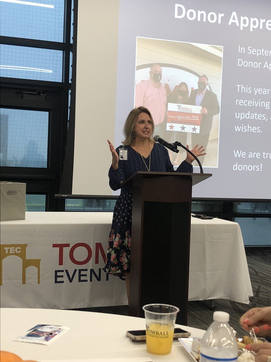 <a href="/TISDWWJHS/">Willow Wood Junior High</a> Counselor Jenny Fontenot speaking about the SMILE club at the  <a href="/TEF_TomballISD/">Tomball Education Foundation</a> breakfast #GoCatsGo #unstoppable