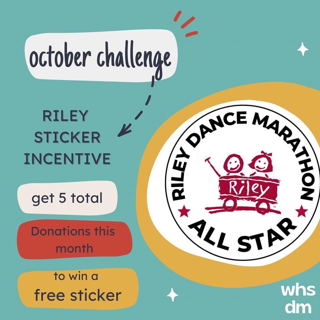 THIS OCTOBER!! Get a total of 5 donations to win a free sticker! Send your donor driver to five of your family of friends! Good luck! 
All proceeds to Riley Children’s Hospital!
#rileyhospital #rikeykids #kidscantwait