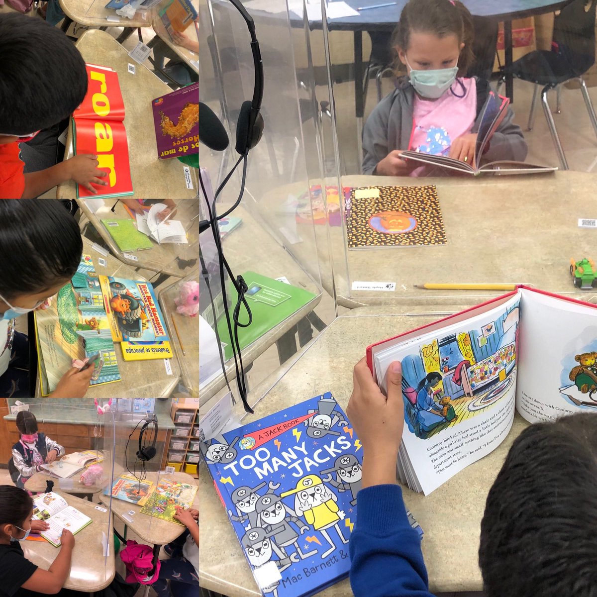 HEB Read 3 Read In! First graders practicing their Spanish and English reading stamina #read3readin #HEB @OdomEagles @AISDMultilingue @OdomESLibrary @AVID4College