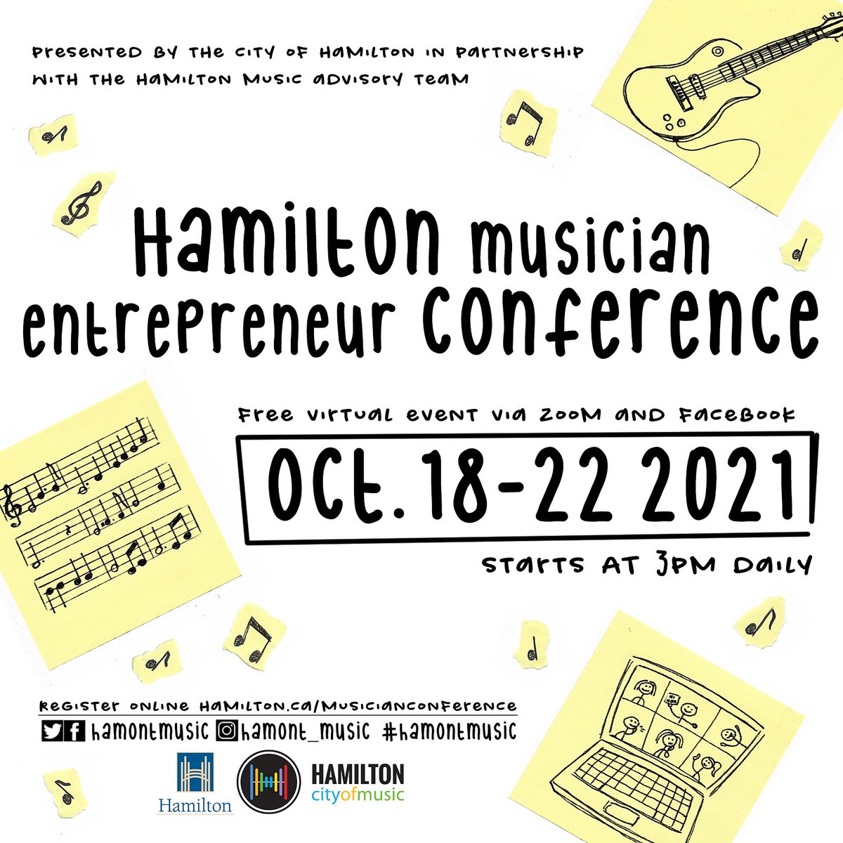 ☀️NEW INFO: Musician Conference panelists have been added to each Eventbrite workshop page(link in bio)! Speakers include musicians, music biz, artist managers, music orgs etc who will cover the 5 days/diff topics. Have questions about the topics? Comment below.👇 #HamOntMusic