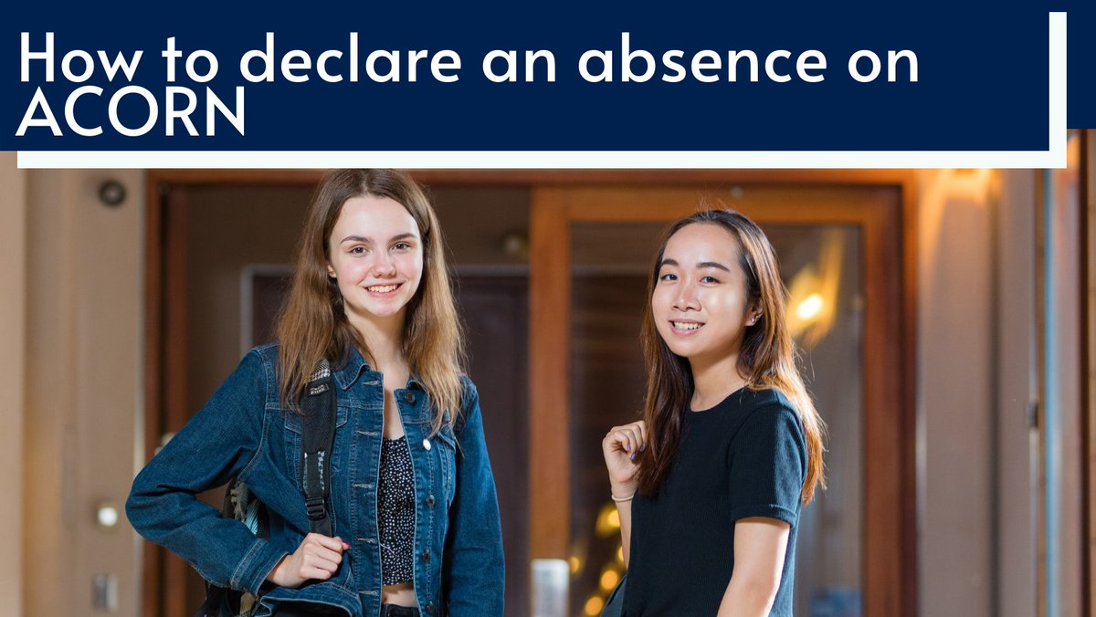 Use the Absence Declaration tool on ACORN to record any absence from academic work whether it's for medical or non-medical reasons.

Learn how here: 

help.acorn.utoronto.ca/blog/ufaqs/how…

#Woodsworth #ArtSci #UofT #Class #UofTBackToSchool #UofTBound #Fall2021 #Absence #ACORN