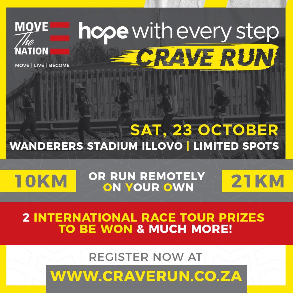 We are painting the Crave Run Blue this October..... Are you joining us? The excitement is overwhelming..... Join us... The running season is in full swing. Azisheeeee

Tlabe re le daar

#reakitima #craverun