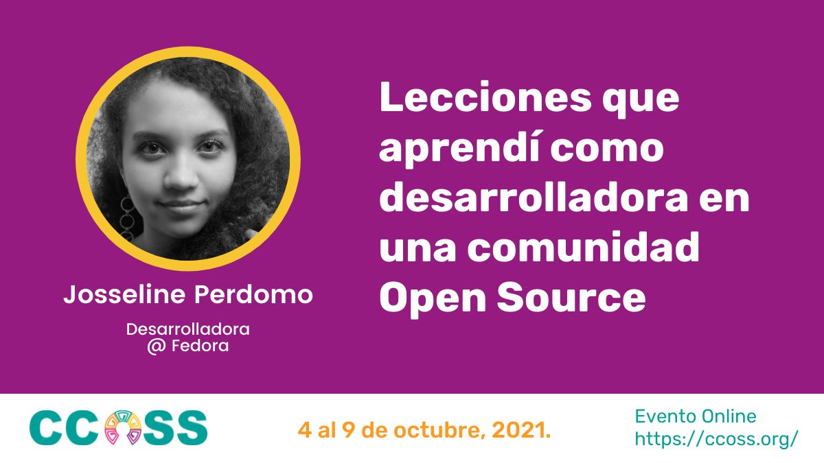 RevistaSG's tweet photo. No te pierdas las experiencias y aprendizajes que @jossperdomo_ nos compartirá en #CCOSS.
¡Cuenta regresiva! ¿Ya te apuntaste? https://t.co/8IE3PKn3GB

#CCOSS #OpenSource #CódigoAbierto #OSS #FOSS https://t.co/rNAIeYcMMC