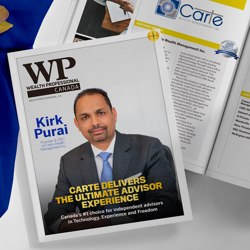Carte Wealth Management is proud to receive Wealth Professional’s Excellence Award for Engagement, Loyalty &amp; Client Care.  Carte continues to be Canada’s #1 choice for independent advisors.  bit.ly/39YD4f8

#independentadvisors  #financialadvisors #cartewealthmanagement