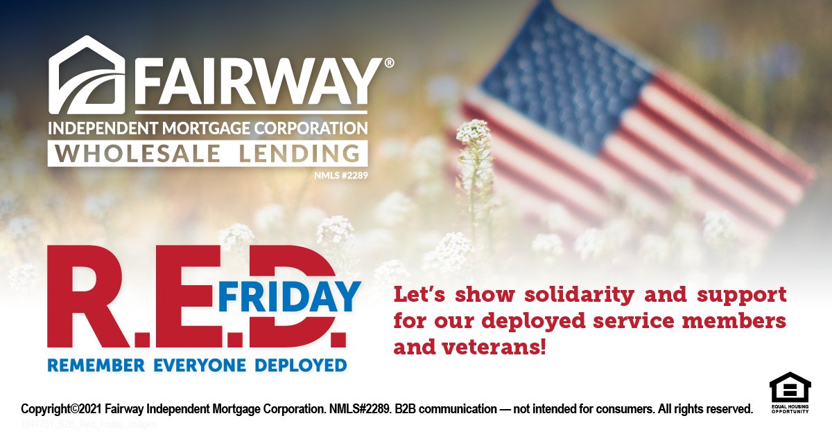 Happy R.E.D. Friday! 
Remember Everyone Deployed, wear red today and show your support.

#FairwayNation #FairwayCares #REDFriday #Veterans
