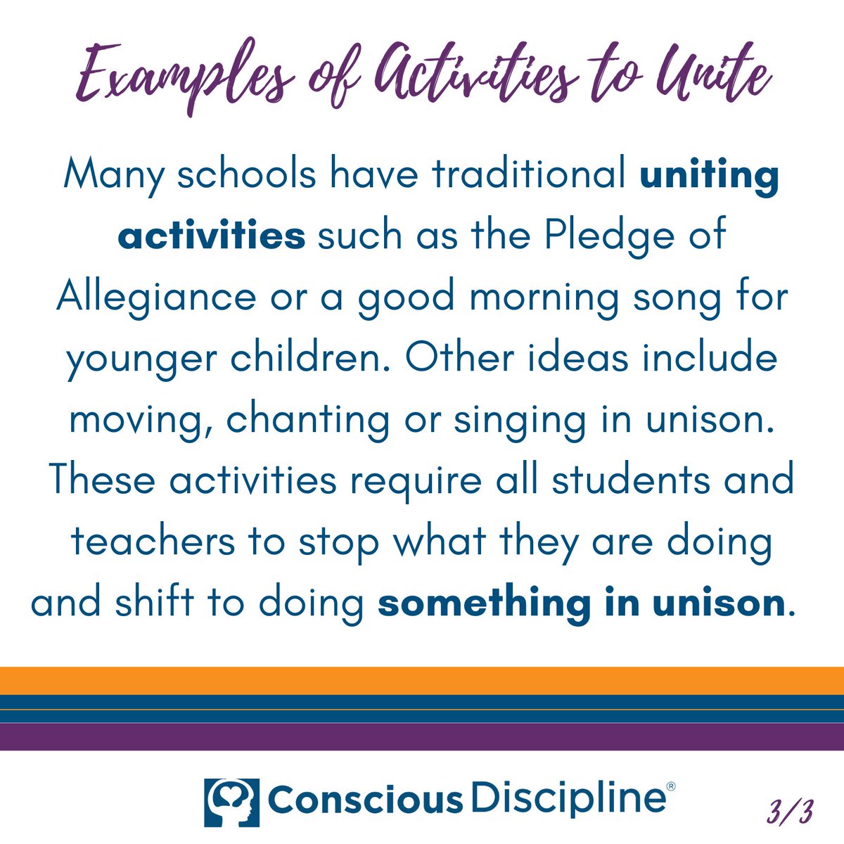 ConsciousD's tweet photo. The Brain Smart Start activity we will focus on this week is the activity to Unite. This brings the scattered minds &amp; bodies in the classroom into a more congruent whole. It gets everyone on the same page by singing the same song, reciting the same chant, or moving in unison. 3/3 https://t.co/MhzEEzsSj0