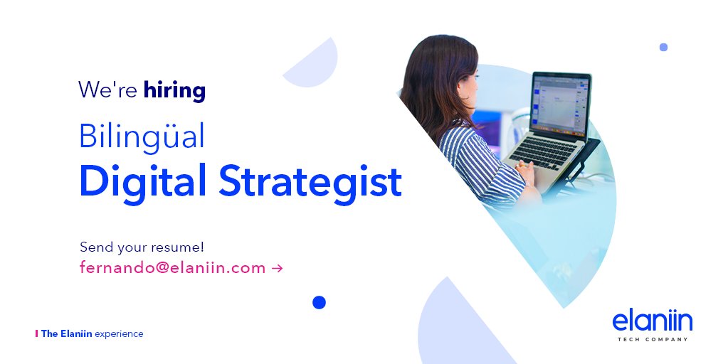 We are looking for a Digital Strategist to be part of a multidisciplinary team in digital marketing.👩‍💻
We'd love to work with you! Send your resume to: fernando@elaniin.com
#DigitalBooster #Marketing #Hiring