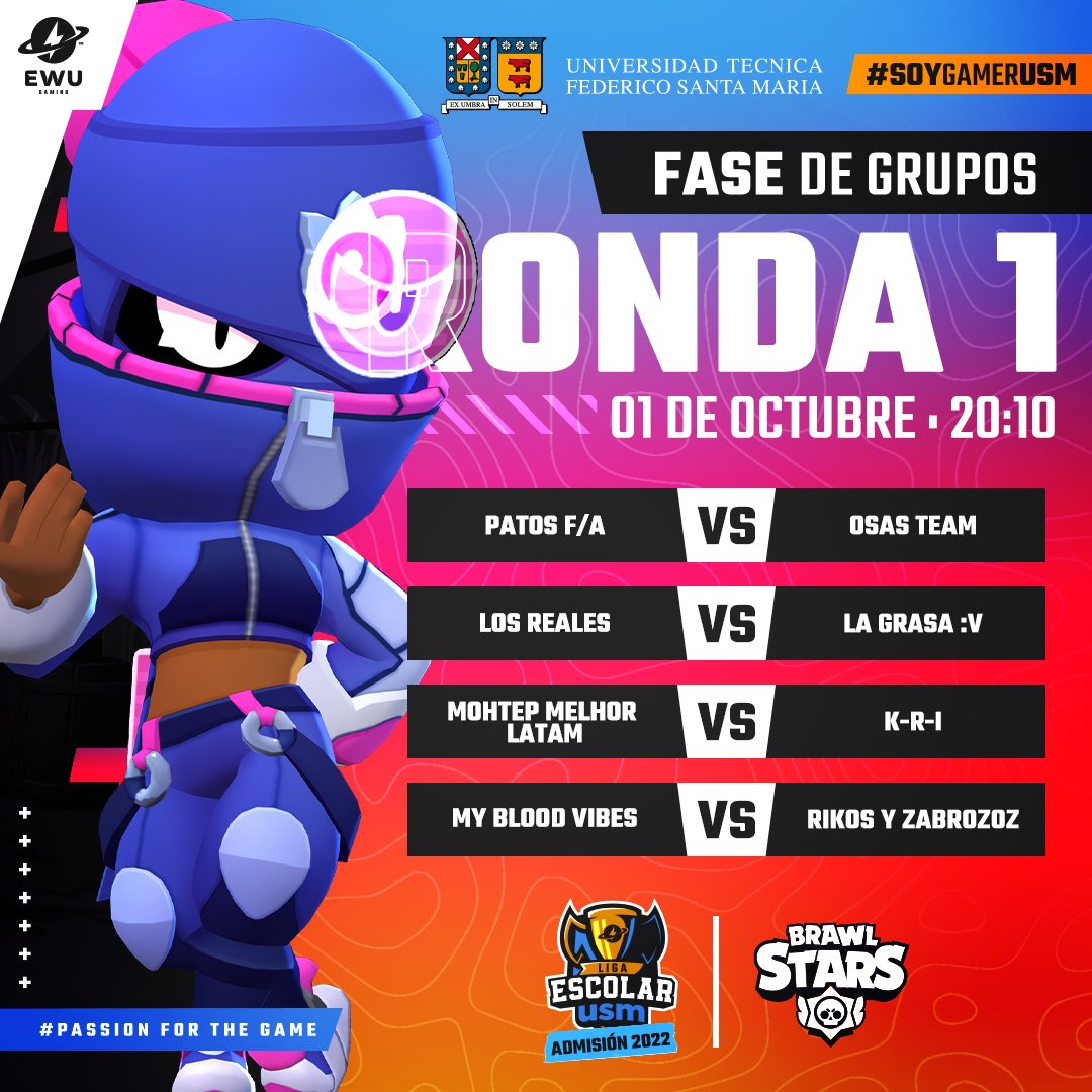 EWUGamingMobile's tweet photo. 🔊 Hoy a las 20 hrs volvemos con la Liga Escolar⚡️USM  Admisión de Brawl @BrawlStarsES 

💥 Juegan la primera ronda los Grupos E y F🤩cada equipo buscando comenzar con el pie de derecho 🔥

🎙Los caster serán @VirginiaBurgosh 🥰 y @nyuR__ 😎
📺https://t.co/OrZiYkMTkv
#soygamerUSM https://t.co/xnR4J8cSRf