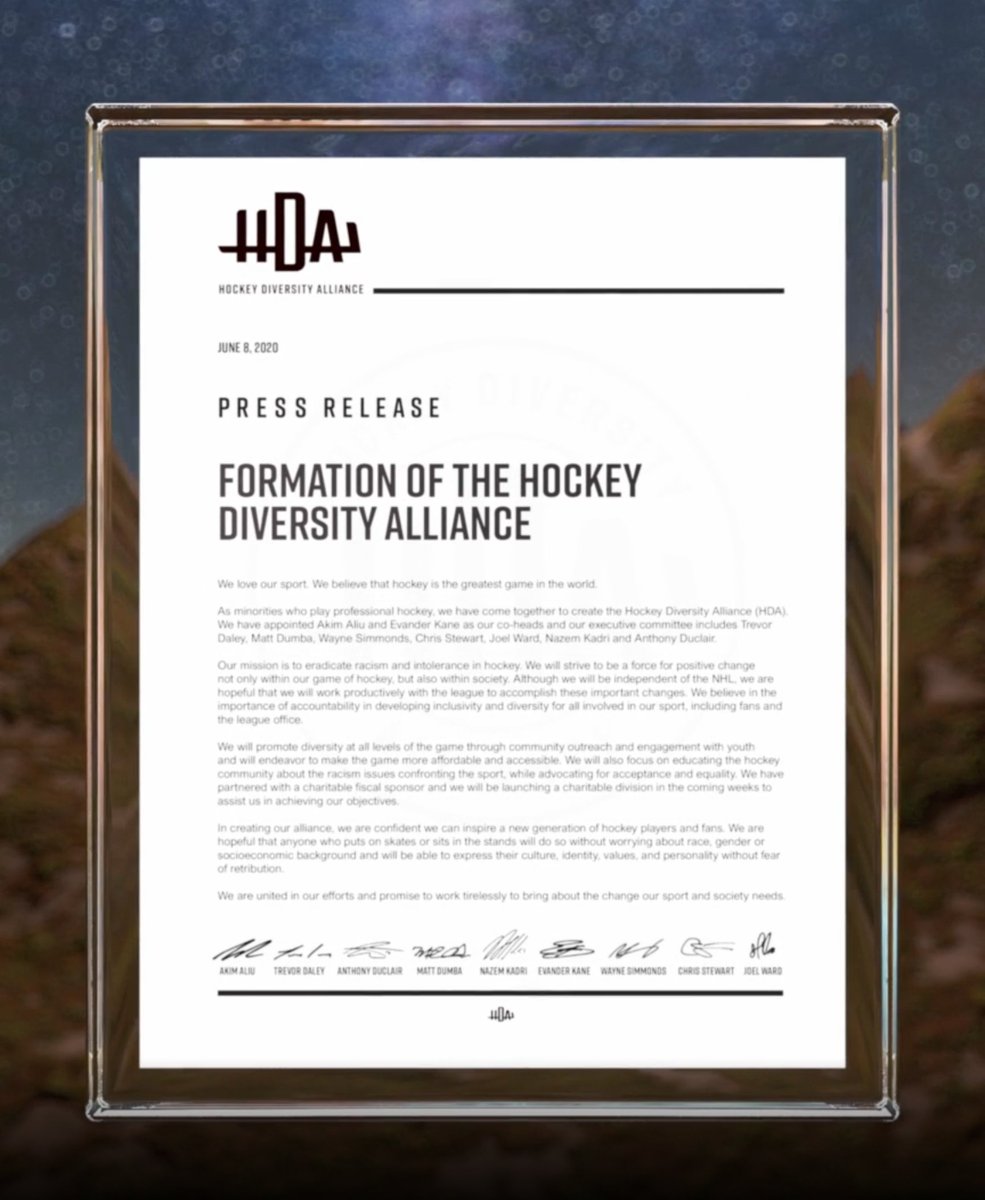 etchedNFT's tweet image. &quot;HDA: The Formation&quot;

[Frontside] A lightening strike illuminates words from @matt_dumba&apos;s iconic Oilers vs. Blackhawks speech

[Backside] The founder-signed press release signifying the formation of the @TheOfficialHDA