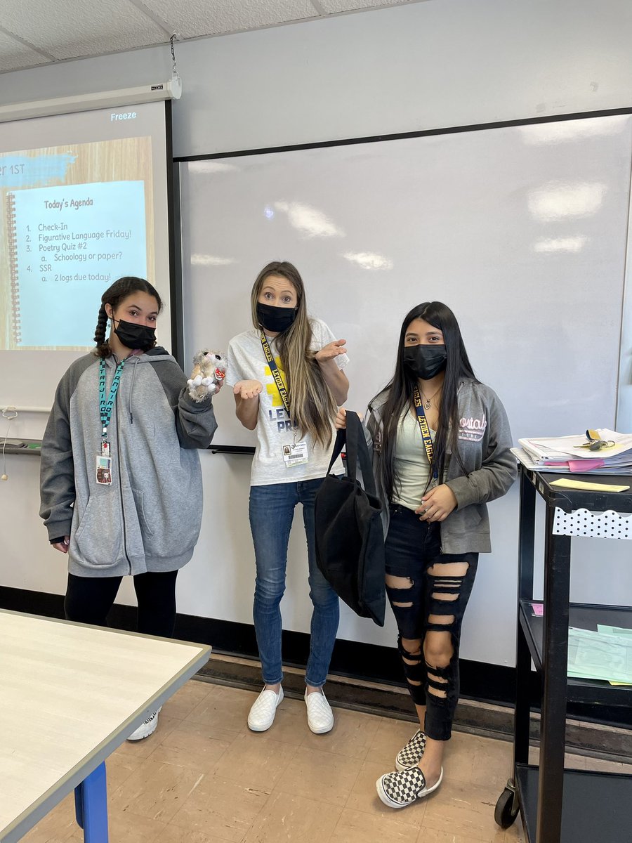 ToriHeinrich's tweet photo. The catโs out of the bag โก๏ธ Figurative Language Friday is the best part of the week! Way to guess correctly, Lesli & Dailani! #FigurativeLanguageFun #LeydenPride https://t.co/pQ2FVxYDs8