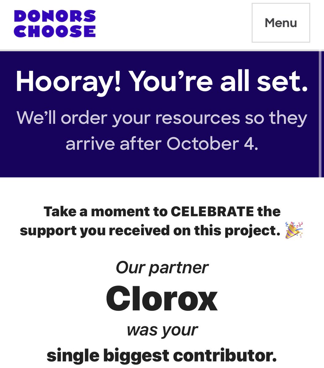 ExcELLinthird's tweet photo. Absolutely thrilled that my project was fully funded on @DonorsChoose ! Thank you to @Clorox for contributing to the project to get my students headphones and for supplying the wipes that keep us clean and healthy! https://t.co/pfamUPGrAo
