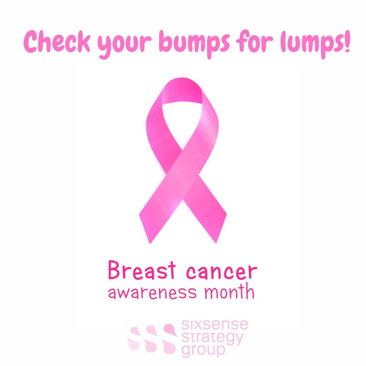 Today is the start of Breast Cancer Awareness month and sixsense are excited to launch our initiative 'check your bumps for lumps'. Stay tuned for more information!
#checkyourbumpsforlumps #earlydetectionforyourprotection #BreastCancerAwarenessMonth