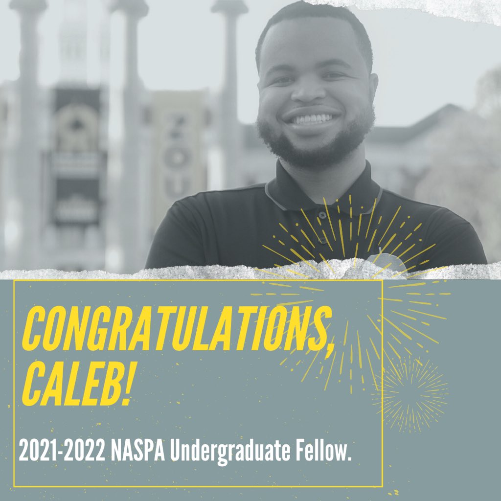 WRGMizzou's tweet photo. Help us congratulate our research assistant, Caleb Sewell, for being chosen as a 2021-2022 NASPA Undergraduate Fellow. We are proud of you!   #LeadLearnELPA #NUFP #HESA #StudentAffairs #NASPA https://t.co/rPCuimYWx0