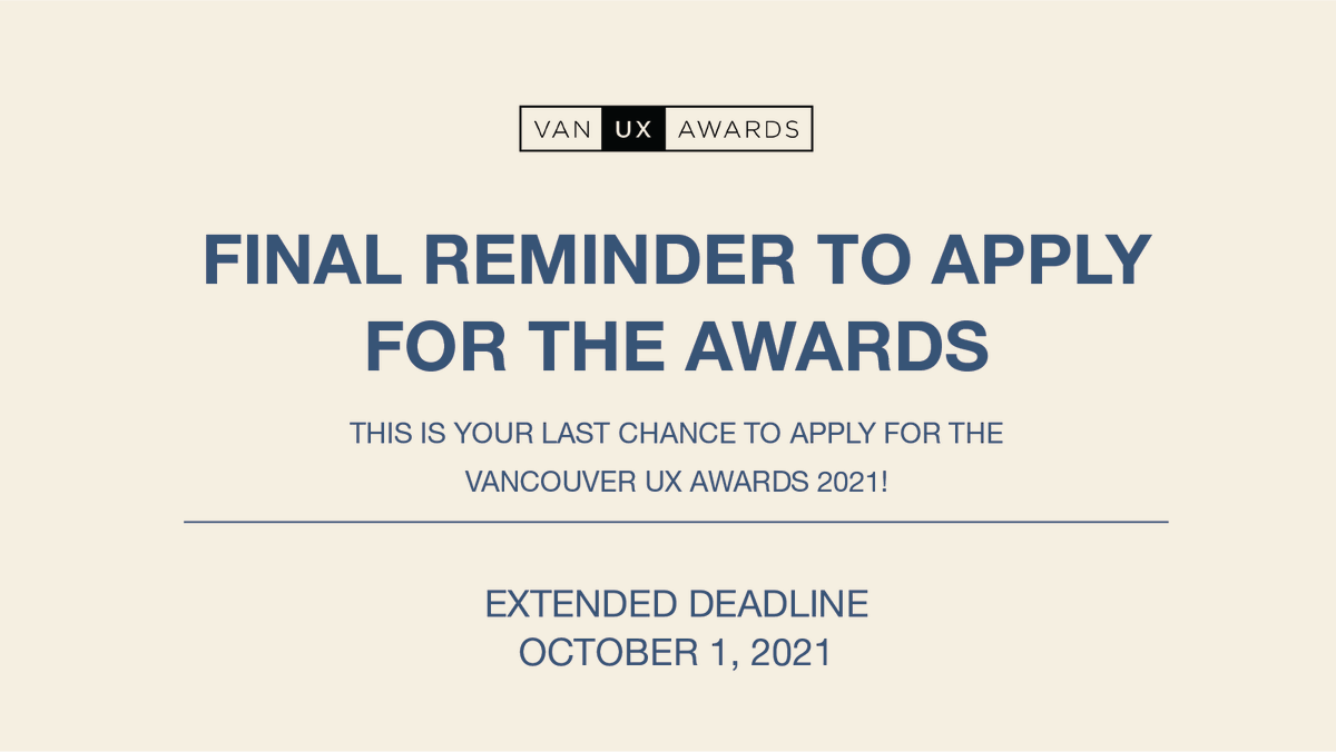 VanUXAwards's tweet photo. 📣 Get your submissions in before the end of today- midnight PDT! 📣

Submit your work now! ⬇️ https://t.co/ukAvGCXFw1

#vanuxawards #vanue #ux https://t.co/huamcDo9WK