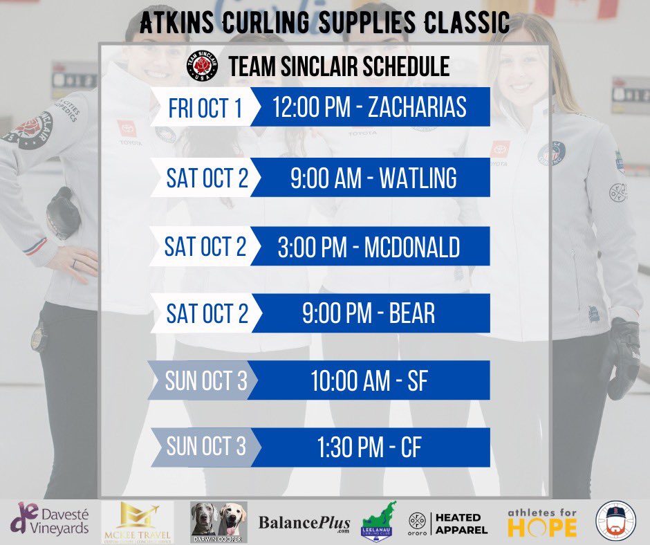 TeamJSinclair's tweet photo. We are in Winnipeg for the Atkins Curling Supplies Classic! Our first game is in one hour against @teamzacharias, check out the linescores on CurlingZone! #LiteSpeedRS @BalancePlus_ https://t.co/rz6GpHpTG4