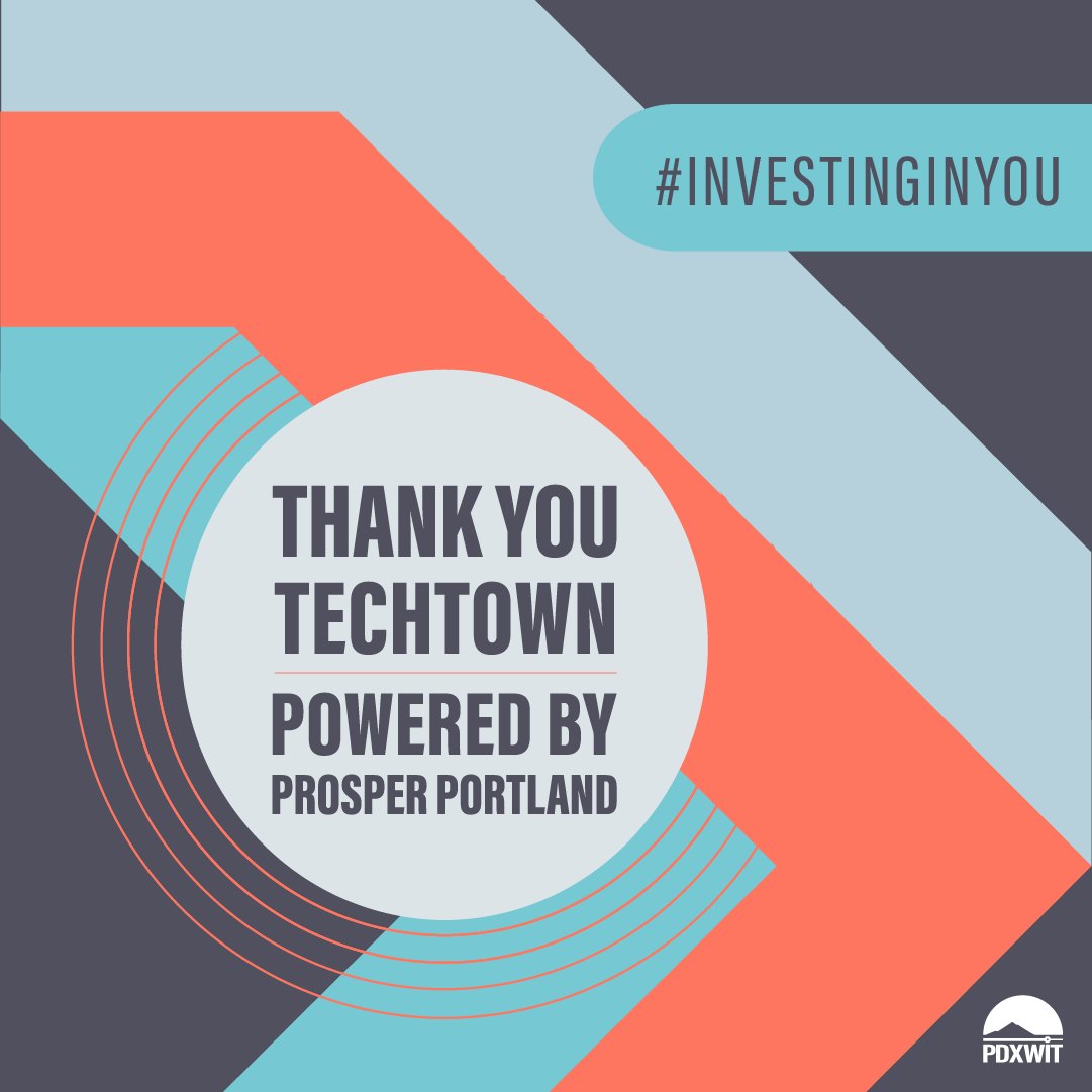 PDXWiIT's tweet image. This cycle of #InvestingInYou scholarships is powered by the generous sponsorship of @TechTownPDX. Thank you! 🙌

Want to support future scholarships and PDXWIT’s mission to dismantle barriers to access in tech? Please consider making a donation: pdxwit.org/giving