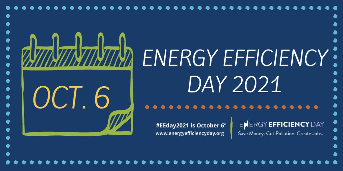 National #EnergyEfficiency Day is next Wednesday, Oct. 6! Take the pledge to #SaveMoney, #CutPollution &amp; #CreateJobs -- ask your elected officials to make a proclamation: bit.ly/EEDay2021

#EEDay2021
