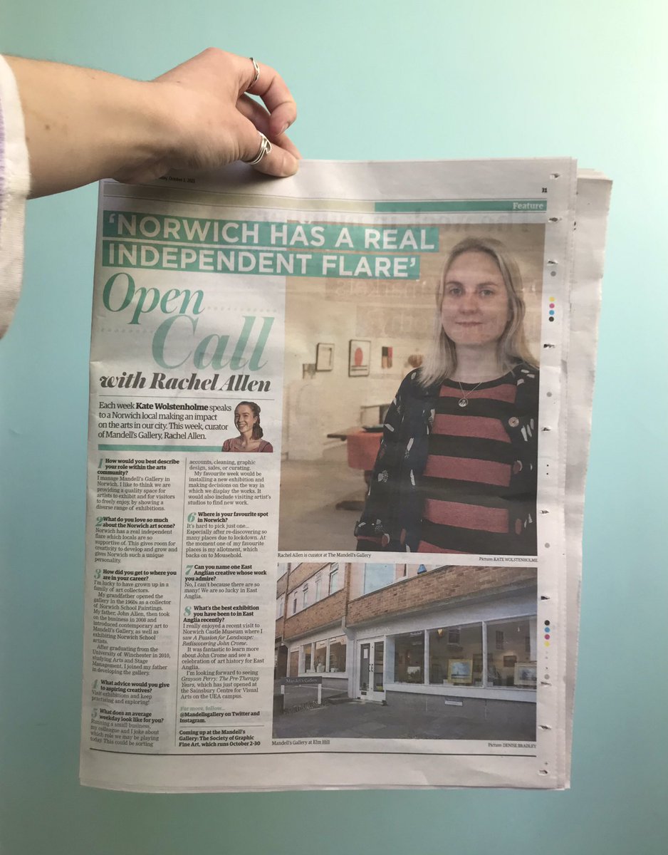 I am so madly excited for this. My Q&amp;A feature Open Call launched today in the <a href="/EveningNews/">Norwich Evening News</a>! First up: the LOVELY Rachel Allen from <a href="/Mandellsgallery/">Mandell's Gallery</a> 🤩