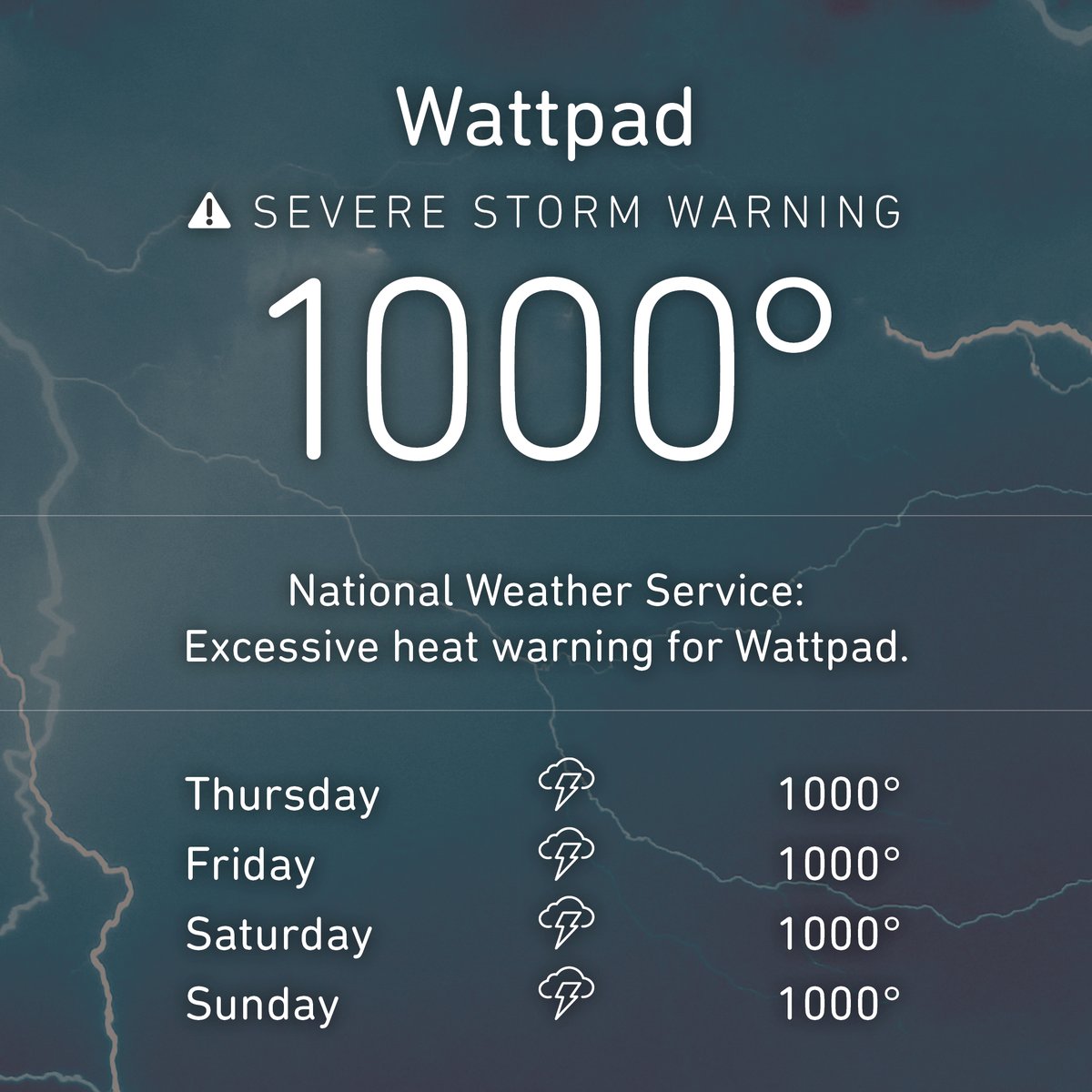 wattpad's tweet photo. An excessive heat warning is in effect for Wattpad! Brace yourselves for the arrival of A Thousand Storms; a new story from @yuenwrites, author of The Hoodie Girl! 🔥  → https://t.co/UwJ4WH2fFT https://t.co/TJF0zwBfgL