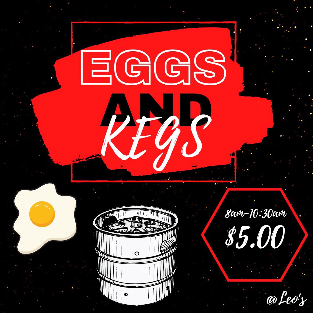 🍻🍻HAPPY D-DAYS YOTES!!!🍻🍻

🍻LEO’S WILL BE OPEN AT 8AM SATURDAY MORNING!!!!🍻
❗️Eggs &amp; Kegs for $5.00 from 8-10:30
❗️D-Days shirts for $15 

CAN’T WAIT TO SEE YOU ALL!!!
#goyotes