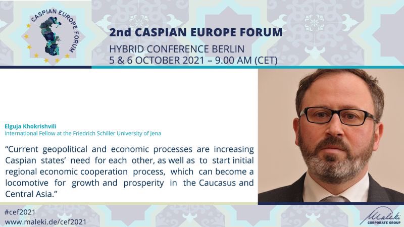 The Georgian scientist @ElgujaKhokrish, International fellow at Jena University, reckons that economic cooperation can become the locomotive for #growth and #prosperity. 📈 We are excited to welcome Mr. Dr. Khokrishvili to the Caspian Europe Forum 2021 #cef2021 🌊⚓
