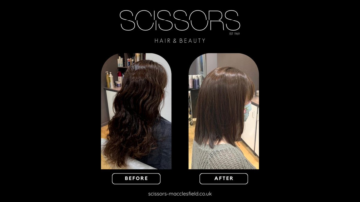 Happy October! It's officially autumn 🍂 here's a before and after of our client's new do for the new season by Carina!

#ScissorsMacc #Macclesfield #Cheshire #HairCut #HairCare
