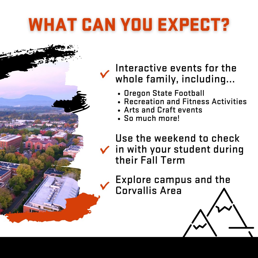 OSUNewStudents's tweet photo. Fall Family Weekend is right around the corner on November 12th-14th, 2021. We will be offering a variety of fun events that you and your student can participate in. Check https://t.co/daXDYgI2pb updated information. 
We can't wait to see you this November! https://t.co/YxxIGv04JY