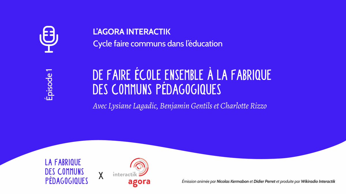 [PODCAST]Fruit d'une collaboration avec <a href="/Fab_Peda/">Fabrique des Communs Pédagogiques</a>, Interactik propose une série de podcasts dédiés aux communs dans l'éducatioN🌱1er volet - De Fée à la FabPeda : action citoyenne de crise, coalitions d'acteurs, documentation et convivialité au programme
🎙️s.42l.fr/agora-interact…