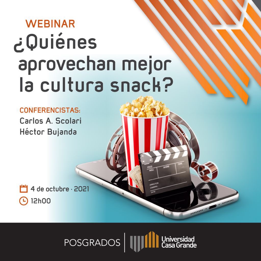 GabyGii's tweet photo. Para la @ucasagrande es un honor contar con su profesor en las maestrías de Comunicación y Periodismo Digital @cscolari, quien estará conversando con nosotros sobre su libro Cultura snack. No se lo pierdan.
Inscripciones: https://t.co/2fQTwKK7sJ o míralo en FB Live de la UCG https://t.co/iMeWtKVFQ4