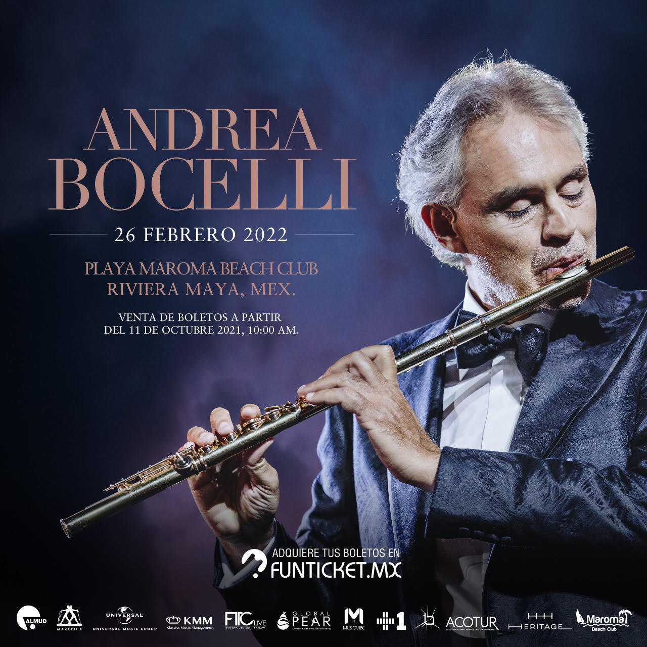 Andrea Bocelli on Twitter "Andrea Bocelli will perform at Playa Maroma